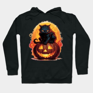 Halloween Black Cat on a Pumpkin Hoodie